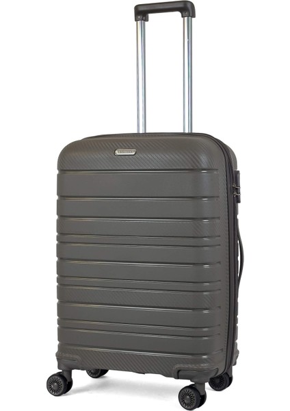 Karbon Pp Horizon Serisi Kırılmaz Valiz, Taş - Orta Boy