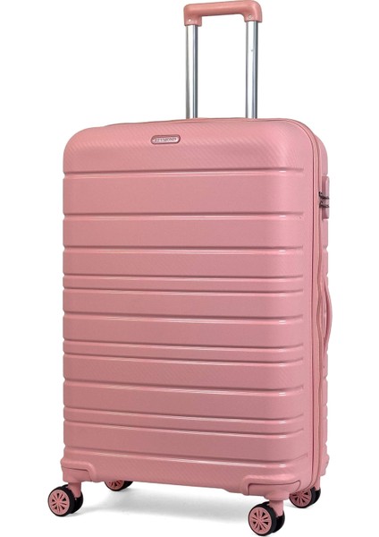 Karbon Pp Horizon Serisi Kırılmaz Valiz, Pudra - Büyük Boy