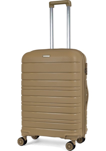 Karbon Pp Horizon Serisi Kırılmaz Valiz, Gold - Orta Boy