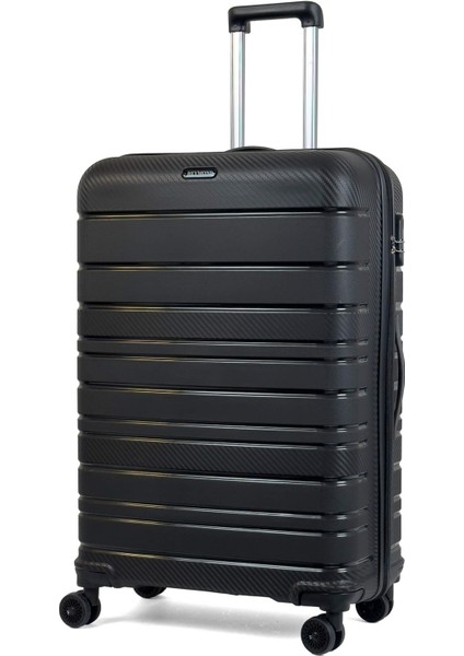 Karbon Pp Horizon Serisi Kırılmaz Valiz, Siyah - Büyük Boy