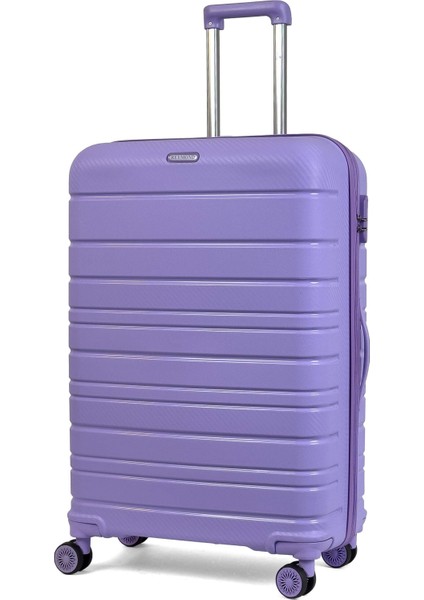 Karbon Pp Horizon Serisi Kırılmaz Valiz, Lila - Büyük Boy