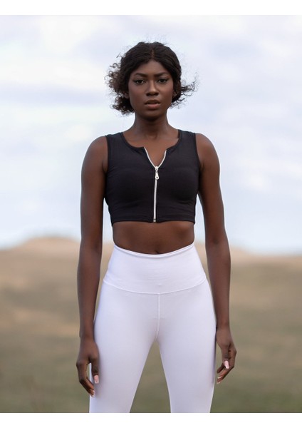 Fermuar Detaylı Kolsuz Spor Büstiyer ( Sporcu Sütyeni )