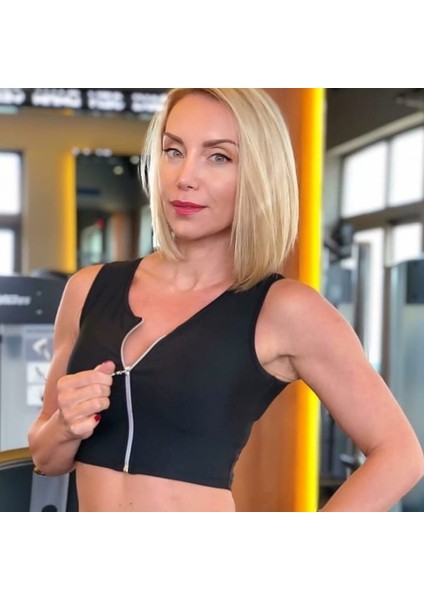 Fermuar Detaylı Kolsuz Spor Büstiyer ( Sporcu Sütyeni ) indirimleri