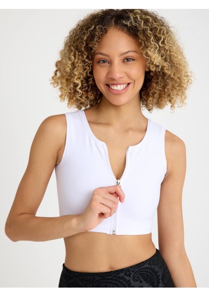 Fermuar Detaylı Kolsuz Spor Büstiyer ( Sporcu Sütyeni )