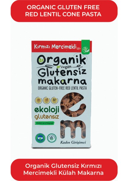 Organik Glutensiz Makarna Kırmızı Mercimekli Külah 200 gr