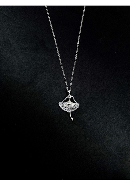 Çelik Silver Kolye 45 cm Balerin Temalı