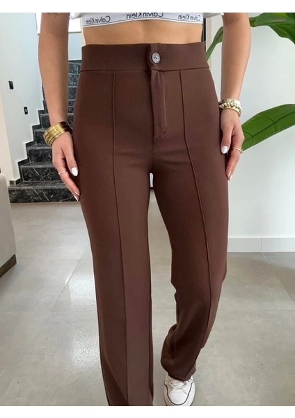 Kadın Yüksek Bel Full Likralı Krep Kumaş Pantolon fiyatları