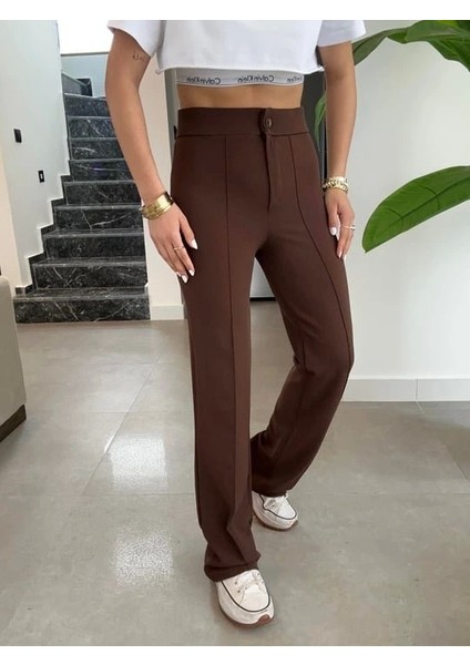 Kadın Yüksek Bel Full Likralı Krep Kumaş Pantolon indirimleri