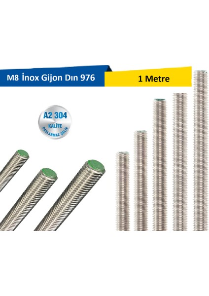 M8 Paslanmaz Gijon Tij Dın 976