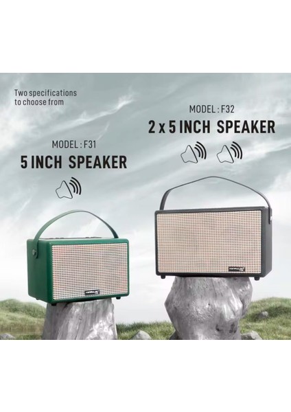 F31 50W Sürücülü 2 Adet Mikrofonlu Bt 5.2 Kablosuz Hoparlör Yenı Ürün 2 Adet Mikrofon 1x5 Inch Speaker