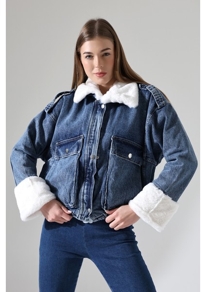 Içi Kürk Oversize Denim Ceket