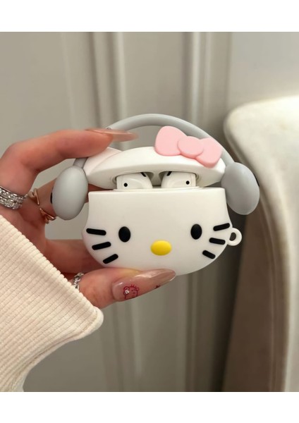 Apple iPhone 3. Nesil Uyumlu Koruyucu Bluetooth Kulaklık Kılıfı Hello Kitty Figürlü