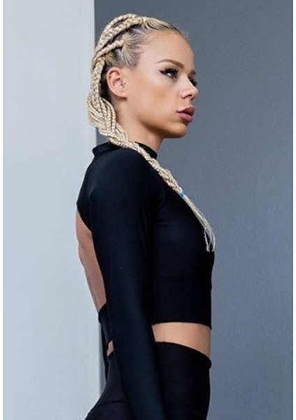 Uzun Kollu Sırtı Pencere Detaylı Spor Crop Tişört fırsatları