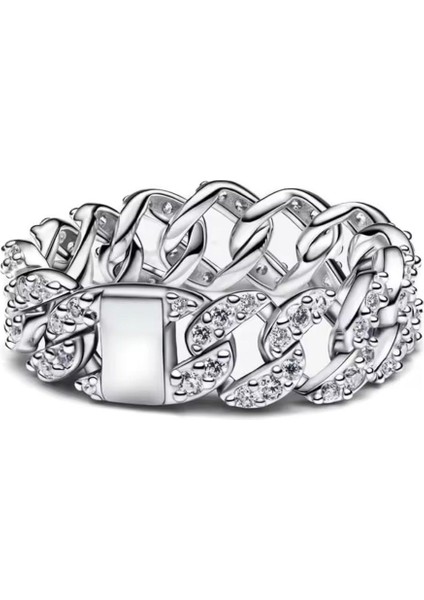 Pave Küba Zincir Yüzük