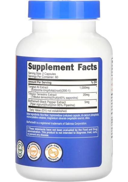 Nutricost, Tongat Ali, 120 Capsul.tr Tek Yetkili Satıcısından