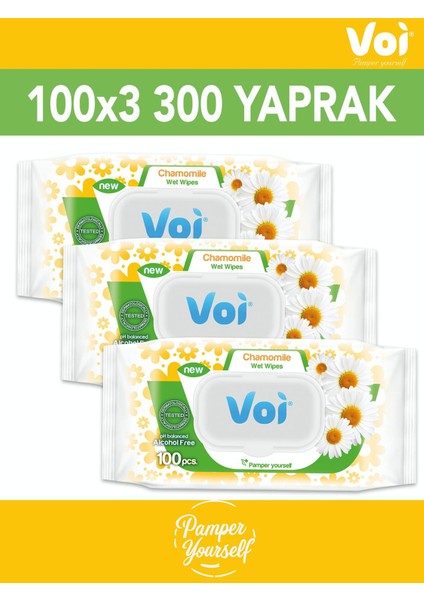 Islak Mendil Saf Papatya Özlü 3'lü Paket 300 Yaprak