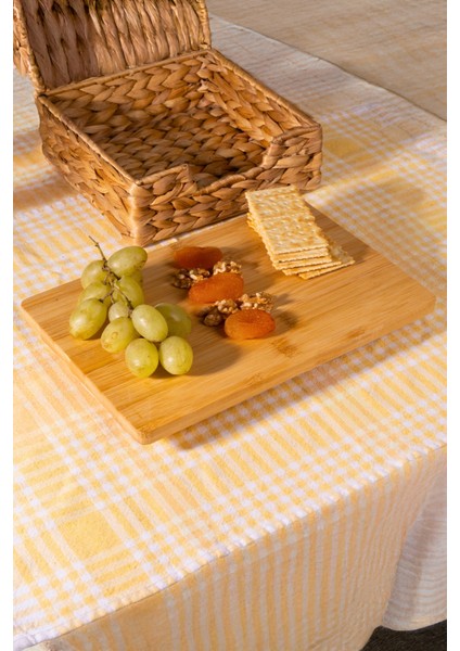 Mutfak Bambu Misket Ayaklı Kesme Sunum Tahtası Ahşap 27*18*3 cm