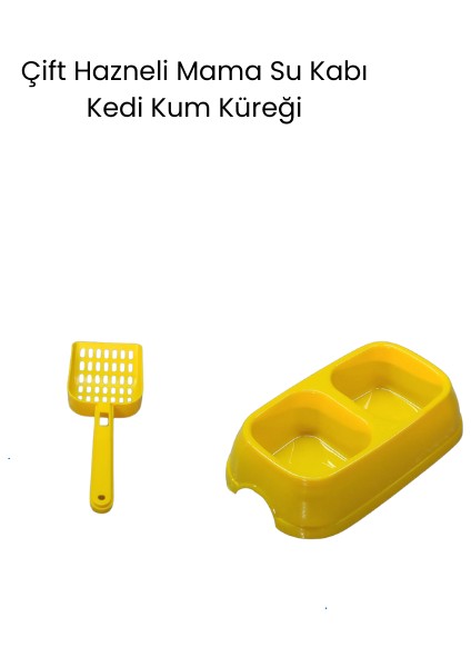 Çift Hazneli Mama Su Kabı ve Kum Küreği
