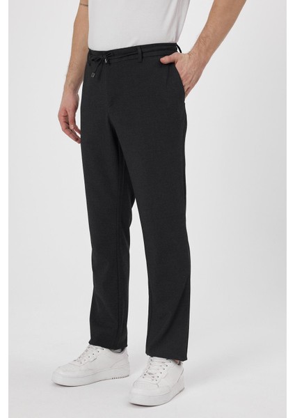 Erkek Slim Fit Beli Lastikli Ipli Fermuarlı Likralı Rahat Antrasit Jogger Pantolon modelleri