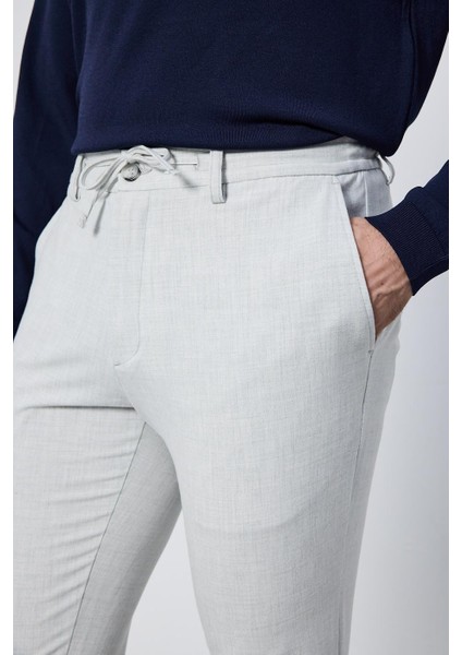 Erkek Slim Fit Beli Lastikli Ipli Fermuarlı Likralı Rahat Gri Jogger Pantolon indirimleri