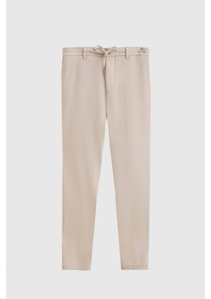 Erkek Slim Fit Beli Lastikli Ipli Fermuarlı Likralı Rahat Bej Jogger Pantolon fiyatları