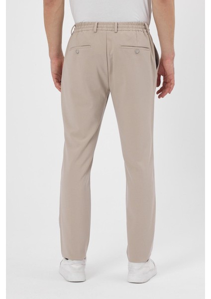 Erkek Slim Fit Beli Lastikli Ipli Fermuarlı Likralı Rahat Bej Jogger Pantolon indirimleri
