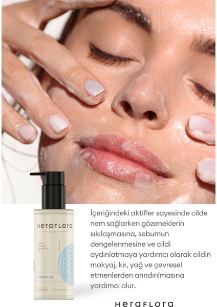 Heraflora Nemlendirici, Aydınlatıcı, Arındırıcı Yüz Temizleme Jeli 200 ml