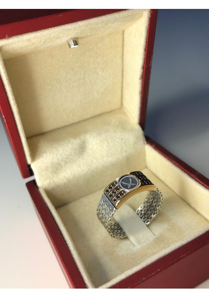 Erkek Gümüş Yüzük - Çift Hz Zülfikar Kılıcı Kral Zincirli 3 Sıra Zirkon Taşlı Erkek Yüzük fiyatları