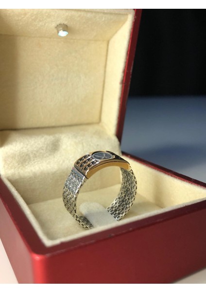 Erkek Gümüş Yüzük - Çift Hz Zülfikar Kılıcı Kral Zincirli 3 Sıra Zirkon Taşlı Erkek Yüzük indirimleri