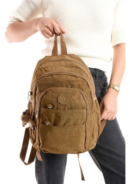 Kadın Sırt Çantası Çok Cepli 30*25 cm Hafif Klinkır Kumaş Spor Seyahat Çantası Su Itici Kumaş