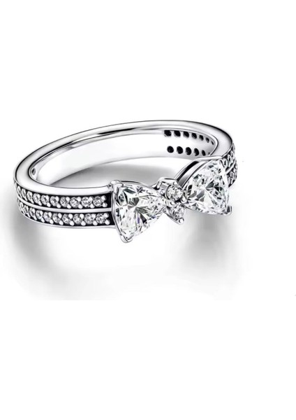 Gümüş Işıltılı Fiyonk Çift Sıralı Yüzük