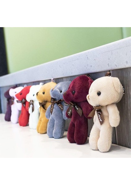 Peluş Oyuncak Minik Ayıcık Anahtarlık ve Çanta Aksesuarı 12 Adet