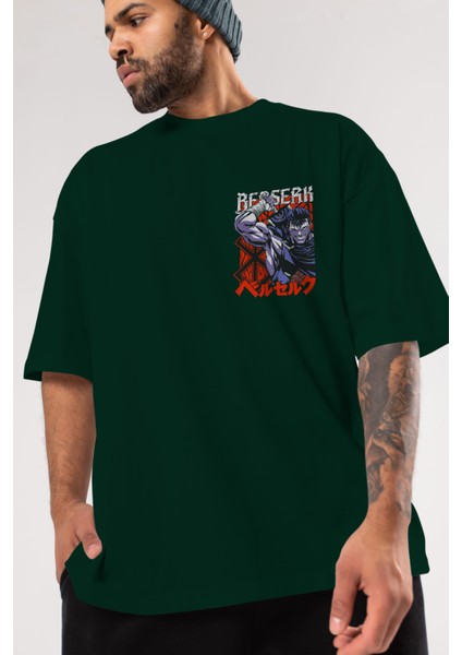 Guts Berserk Ön Sol Baskılı Oversize T-Shirt Erkek Kadın Unisex Pamuk Bisiklet Yaka Tişort modelleri