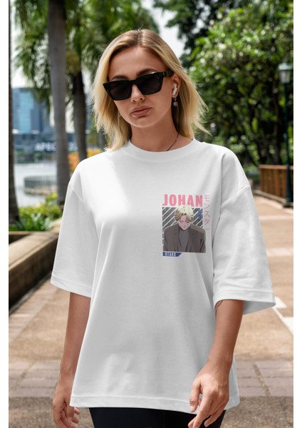 Johan Liebert Monster Ön Sol Baskılı Oversize T-Shirt Erkek Kadın Unisex Pamuk Bisiklet Yaka Tişort