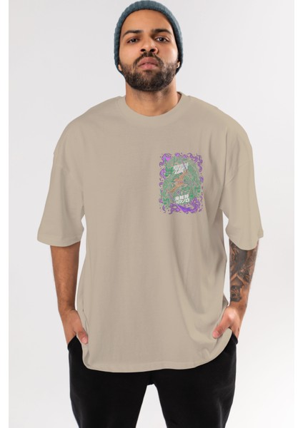 Roronoa Zoro 5 Ön Sol Baskılı Oversize T-Shirt Erkek Kadın Unisex Pamuk Bisiklet Yaka Tişort