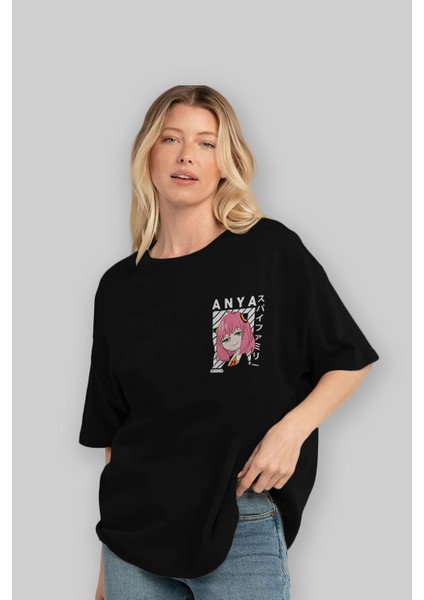 Anya Spyx Famıly Ön Sol Baskılı Oversize T-Shirt Erkek Kadın Unisex Pamuk Bisiklet Yaka Tişort fırsatları