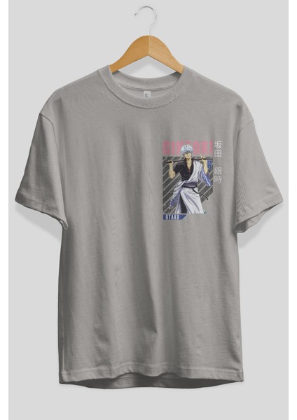 Gintoki Sakata Gıntama 3 Ön Sol Baskılı Oversize T-Shirt Erkek Kadın Unisex Pamuk Bisiklet Yaka Tişort fiyatları