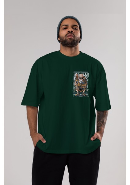 Roshi New Ön Sol Baskılı Oversize T-Shirt Erkek Kadın Unisex Pamuk Bisiklet Yaka Tişort indirimleri