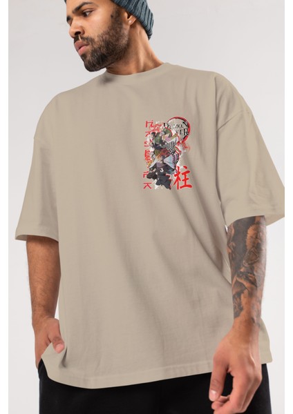 Demon Slayer Slayers Ön Sol Baskılı Oversize T-Shirt Erkek Kadın Unisex Pamuk Bisiklet Yaka Tişort modelleri