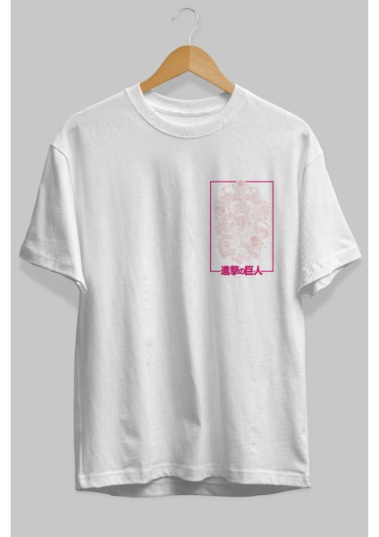 Attack On Tıtans Ön Sol Baskılı Oversize T-Shirt Erkek Kadın Unisex Pamuk Bisiklet Yaka Tişort fiyatları