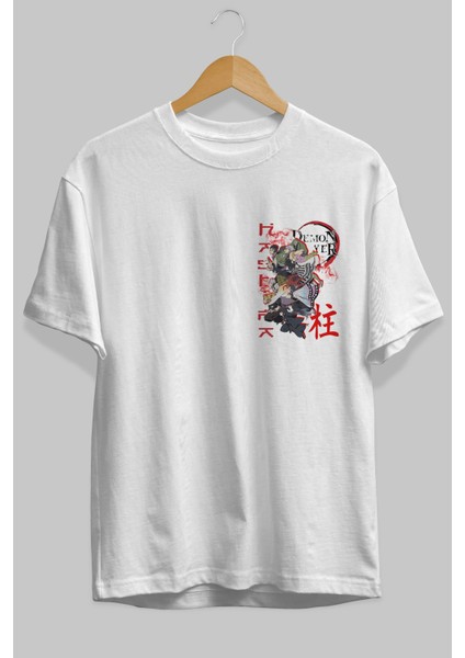 Demon Slayer Slayers Ön Sol Baskılı Oversize T-Shirt Erkek Kadın Unisex Pamuk Bisiklet Yaka Tişort fiyatları