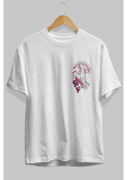 Kokushibo Ön Sol Baskılı Oversize T-Shirt Erkek Kadın Unisex Pamuk Bisiklet Yaka Tişort fiyatları