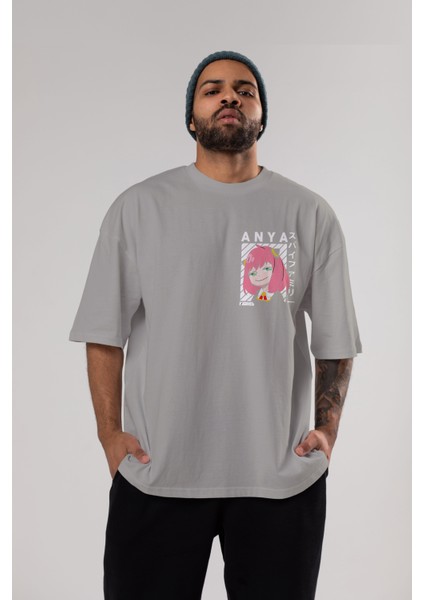 Anya Spyx Famıly Ön Sol Baskılı Oversize T-Shirt Erkek Kadın Unisex Pamuk Bisiklet Yaka Tişort indirimleri
