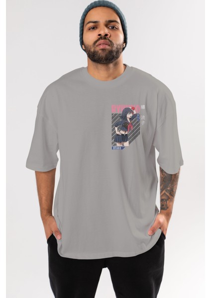 Ryuuko Matoi 6 Ön Sol Baskılı Oversize T-Shirt Erkek Kadın Unisex Pamuk Bisiklet Yaka Tişort