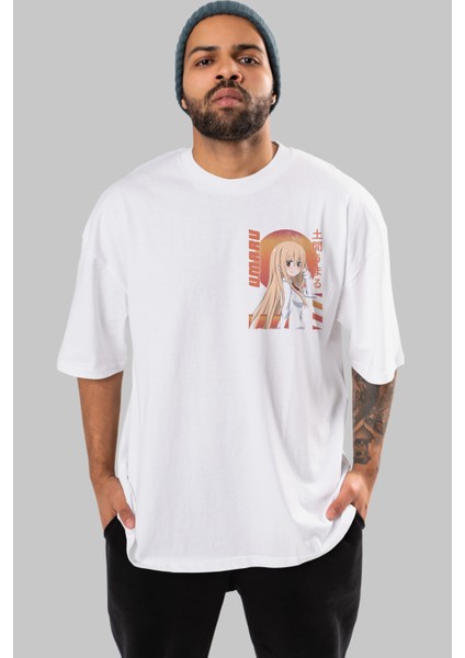 Umaru Doma 5 Ön Sol Baskılı Oversize T-Shirt Erkek Kadın Unisex Pamuk Bisiklet Yaka Tişort
