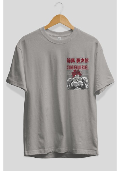 Yujıro Hanma Ön Sol Baskılı Oversize T-Shirt Erkek Kadın Unisex Pamuk Bisiklet Yaka Tişort fiyatları