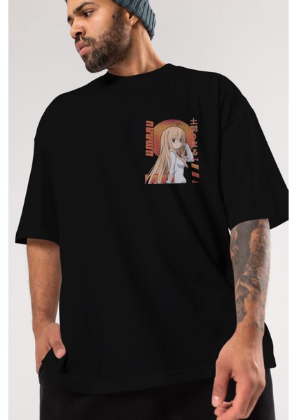 Umaru Doma 5 Ön Sol Baskılı Oversize T-Shirt Erkek Kadın Unisex Pamuk Bisiklet Yaka Tişort modelleri