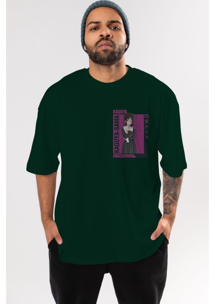 Kaguya Shinomiya 4 1 Ön Sol Baskılı Oversize T-Shirt Erkek Kadın Unisex Pamuk Bisiklet Yaka Tişort