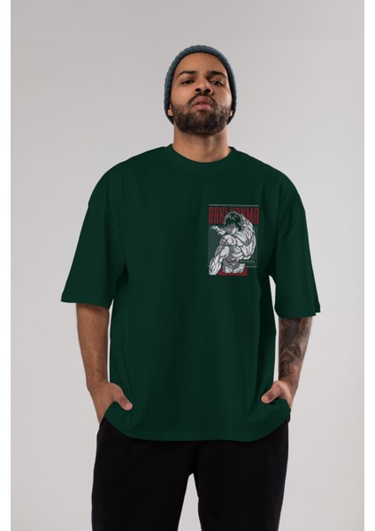 Bakı Hanma Ön Sol Baskılı Oversize T-Shirt Erkek Kadın Unisex Pamuk Bisiklet Yaka Tişort indirimleri