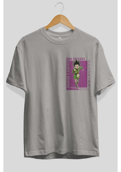 Gon Freecss Hunter x Hunter 3 Ön Sol Baskılı Oversize T-Shirt Erkek Kadın Unisex Pamuk Bisiklet Yaka Tişort fiyatları